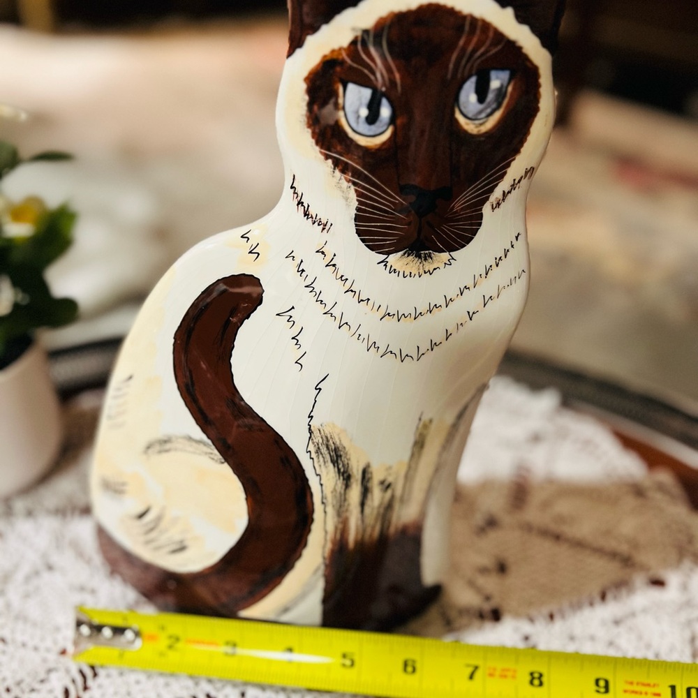 Handcrafted Brown and White Cat Figurine